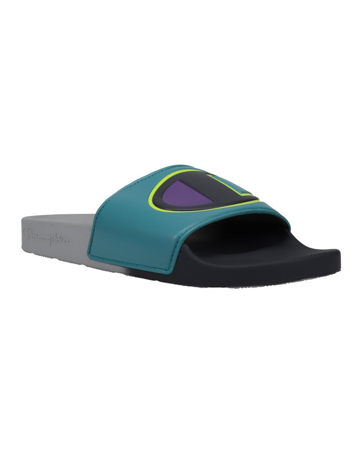 Champion Mens Slides NZ - Ipo Split Blue/Grey ( 0276-UYCXN )